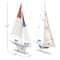 Set of 2 White Wood Coastal Sail Boat Sculpture, 22" x 13"